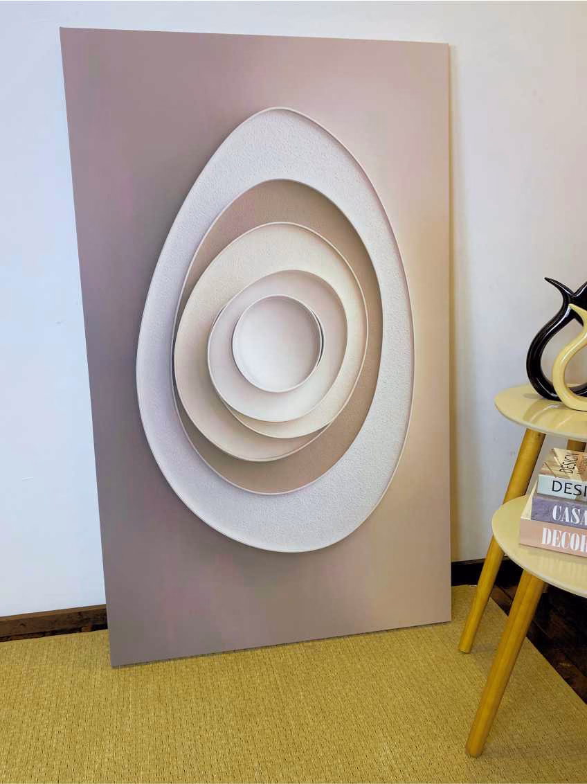 Quadro de Luxo Abstrato Geométrico Nude Essência em Camadas