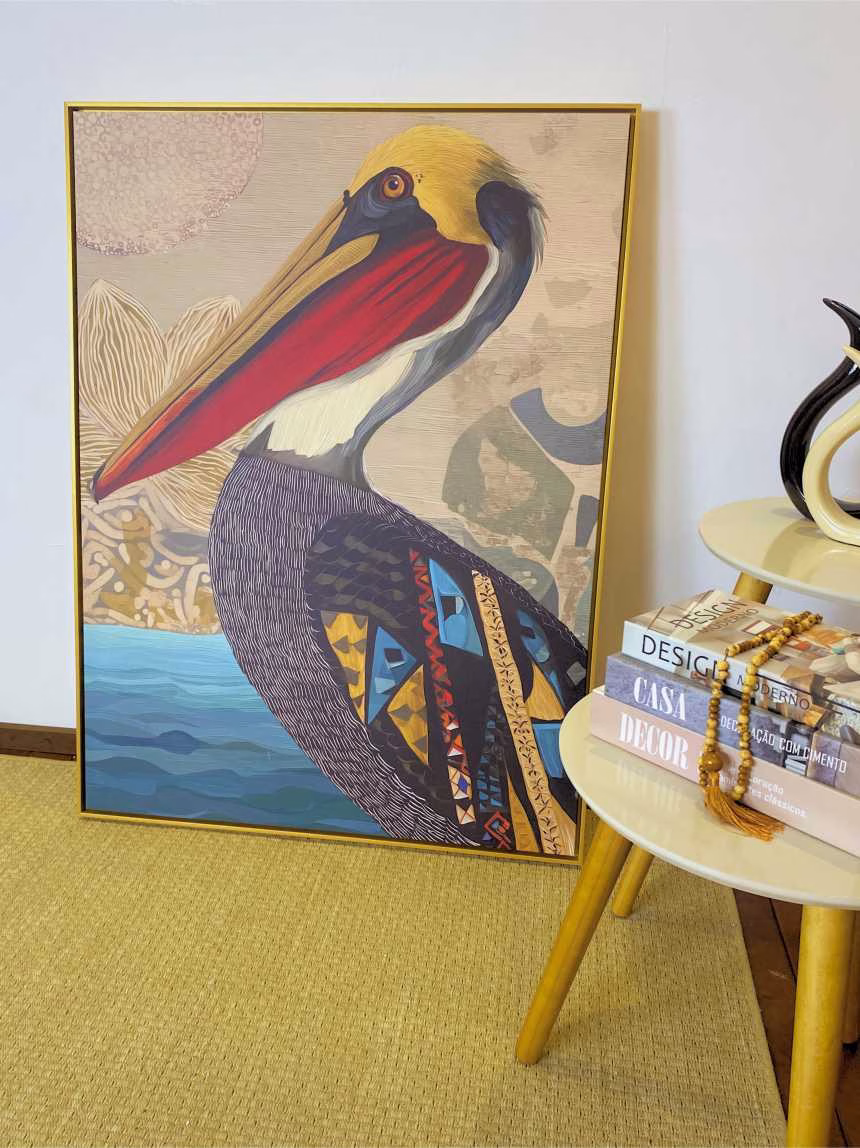 Quadro de Luxo Pelicano Artístico Tropical