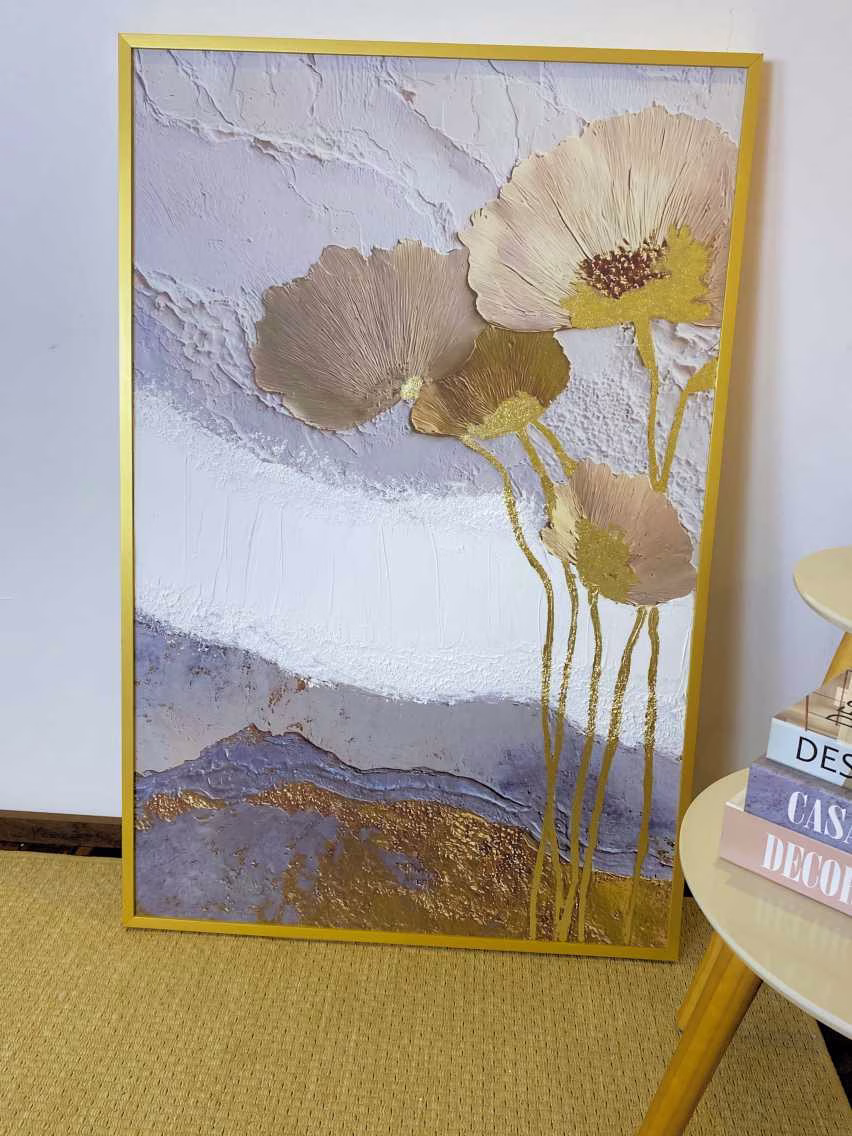 Quadro de Luxo Floral Dourado