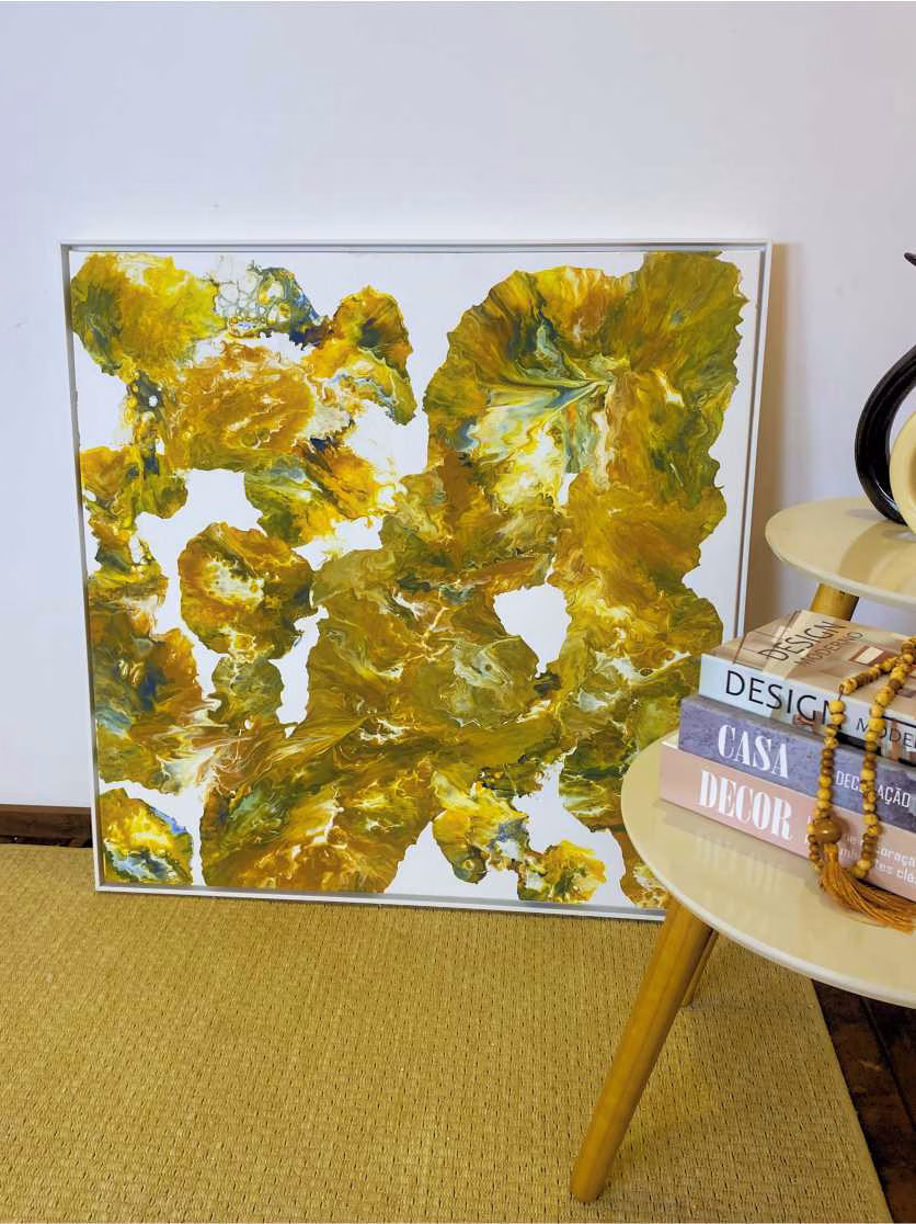 Quadro de Luxo Abstrato Reflexos de Ouro