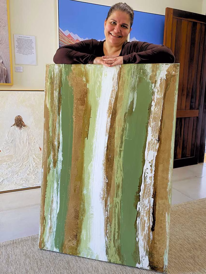 Quadro de Luxo Horizontes Naturais | Abstrato Texturizado Verde e Dourado