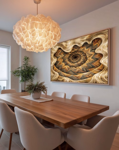 Quadro De Luxo Horizonte Dourado